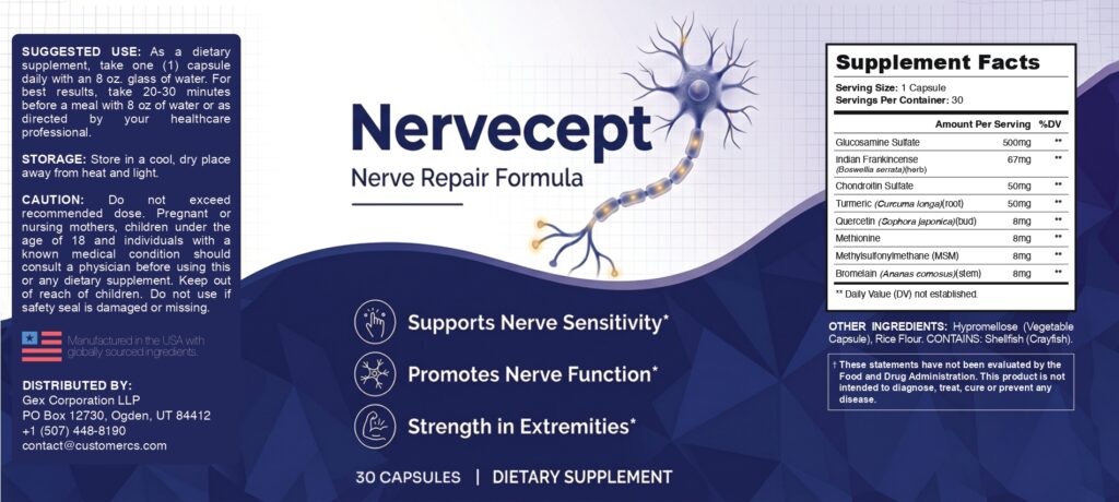 Nervecept Physical Supplement Facts Label